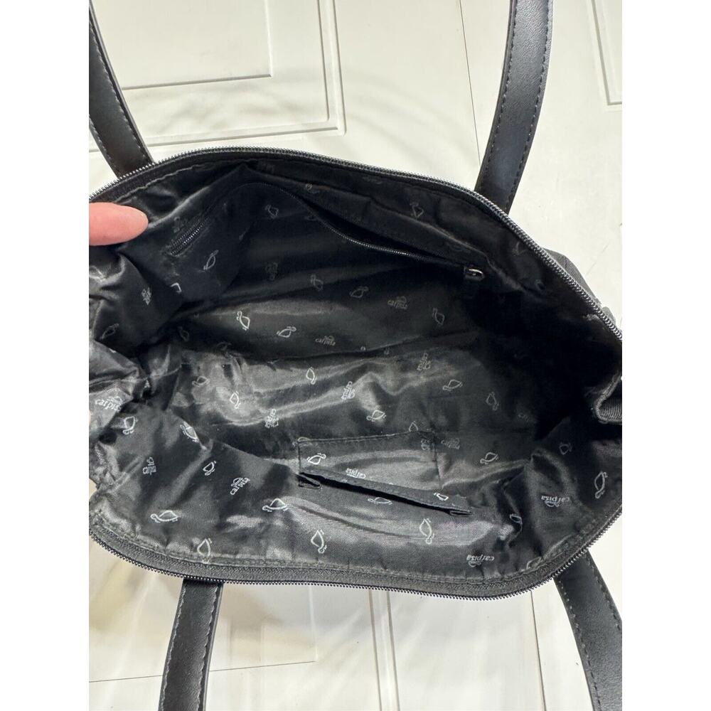Carpisa Black Nylon Canvas Satchel Tote Side Strap Detail Purse - Picture 6 of 7